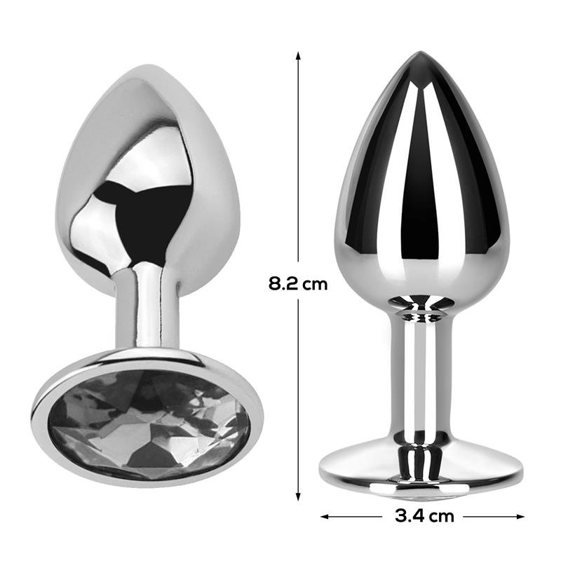 Butt Plug with Jewel Diamond White Size M Aluminium - Image 3