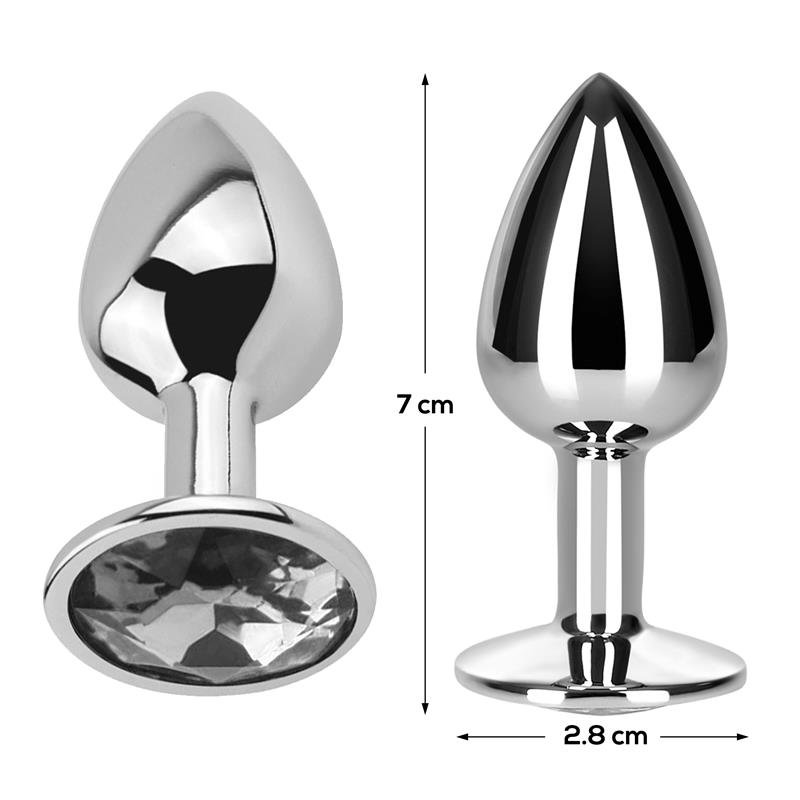 Butt Plug with Jewel Diamond White Size S Aluminium - Image 3