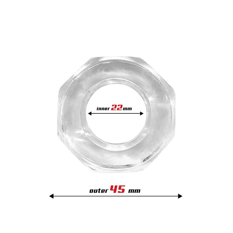 Cock Ring Super Flexible Polygon 2.2 cm Clear - Image 2