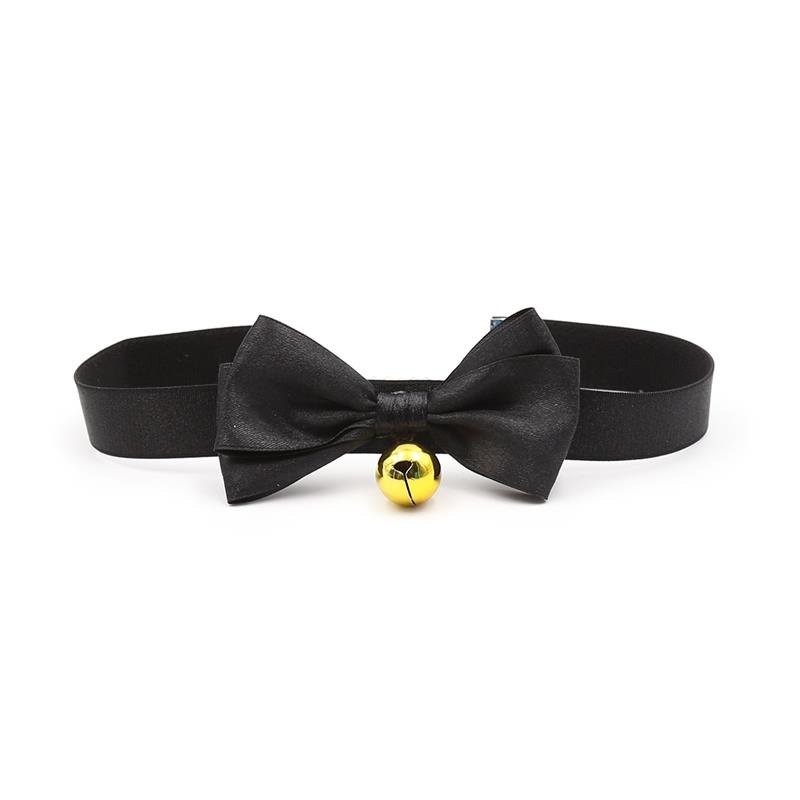Collar with Bow and Bell 29 cm Size M Black - Image 2
