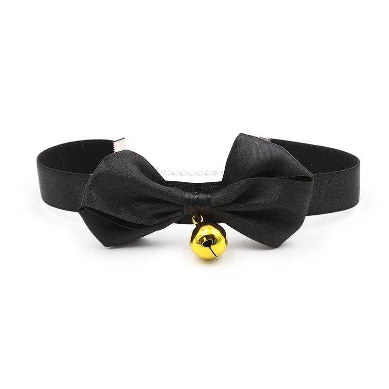 Collar with Bow and Bell 29 cm Size M Black - Image 3