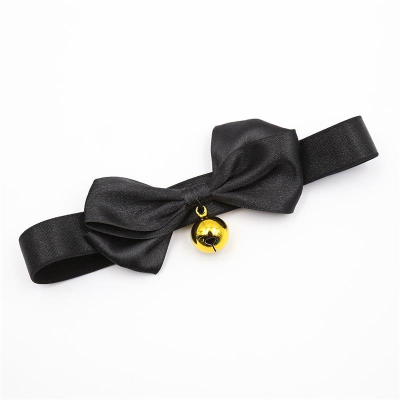 Collar with Bow and Bell 29 cm Size M Black - Image 5