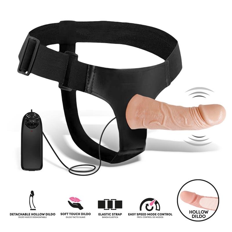 Eleto Detachable Strap-On with Hollow Dildo, Vibration and Remote Control - Image 2