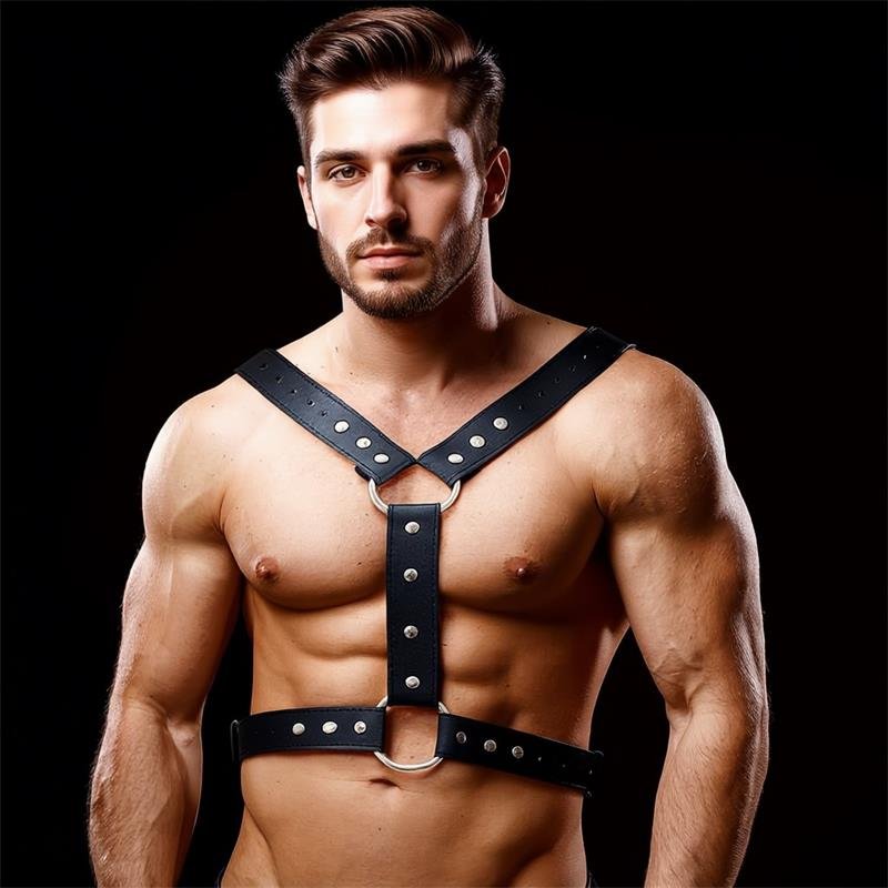 Fabrio Male Chest Bondage Harness Vegan Leather