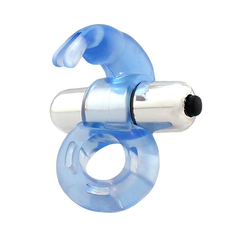 Firey Vibrating Penis Ring with Rabbit Blue - Image 2