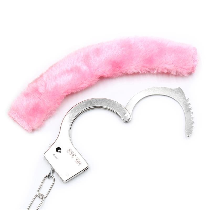 Furry Metal Handcuffs Pink - Image 5