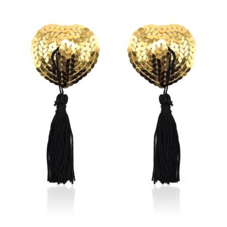 Heart Nipple Cover with Gold Sequins