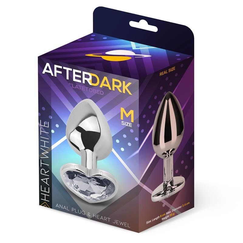 Heart Shaped Butt Plug White Size M - Image 2