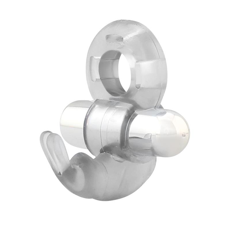 Horizon Vibrating Penis Ring with Rabbit Clear - Image 4