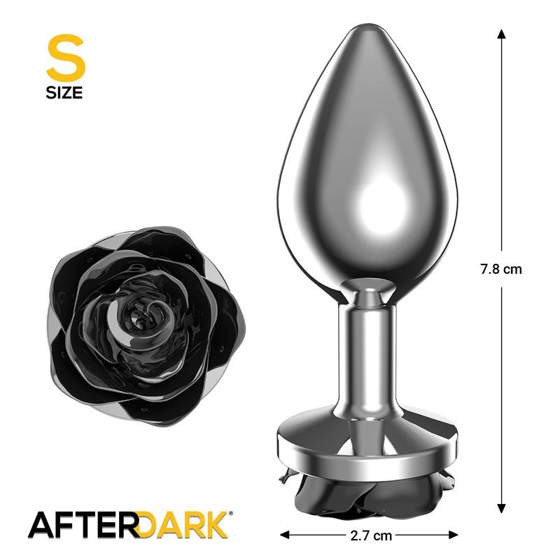 Metal Anal Plug with Black Rose Base Size S - Image 3