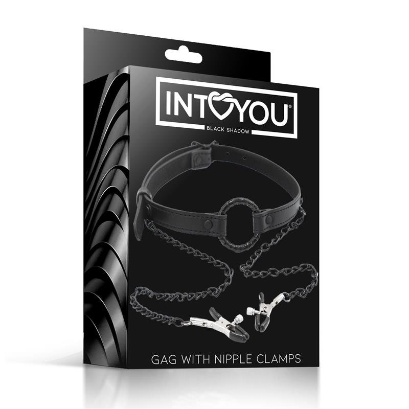 O Ring Gag and Nipple Clamps Vegan Leather - Image 7