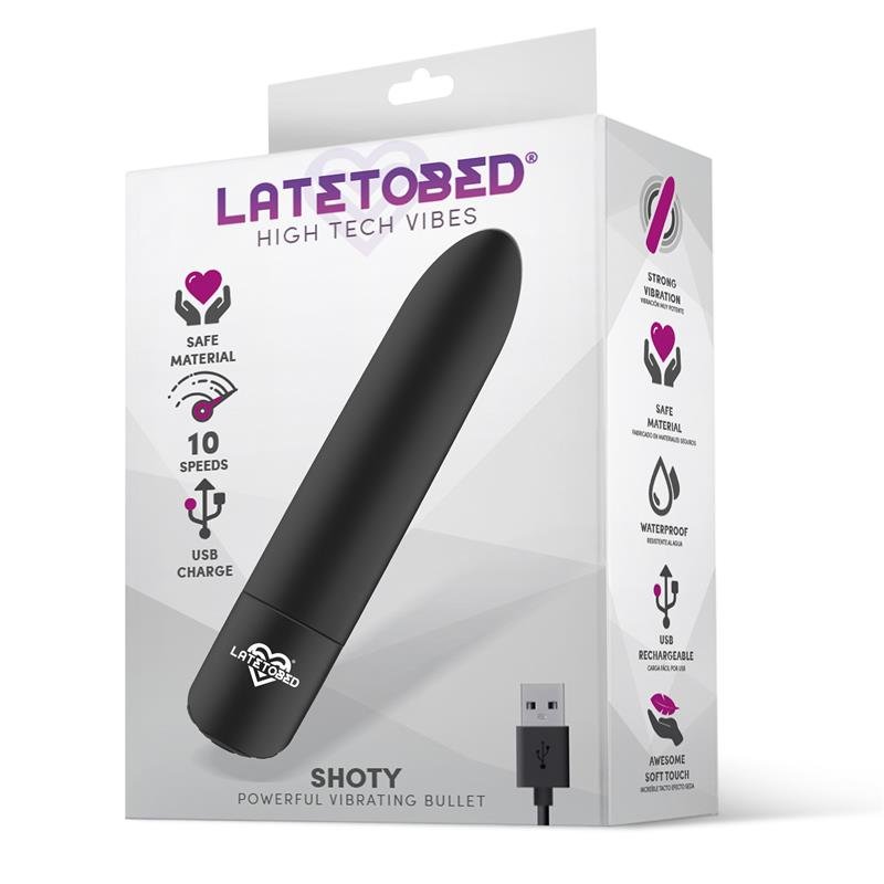 Shoty Vibrating Bullet USB 10 Speeds Powerful Motor Black - Image 2