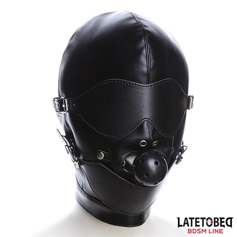 Slave Hood with Eye mask Breathable Gag Ball and Mouth Adjustable - Image 3