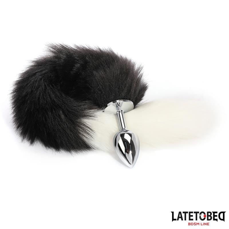 Fox Tail Anal Plug Black and White 40 cm - Image 2