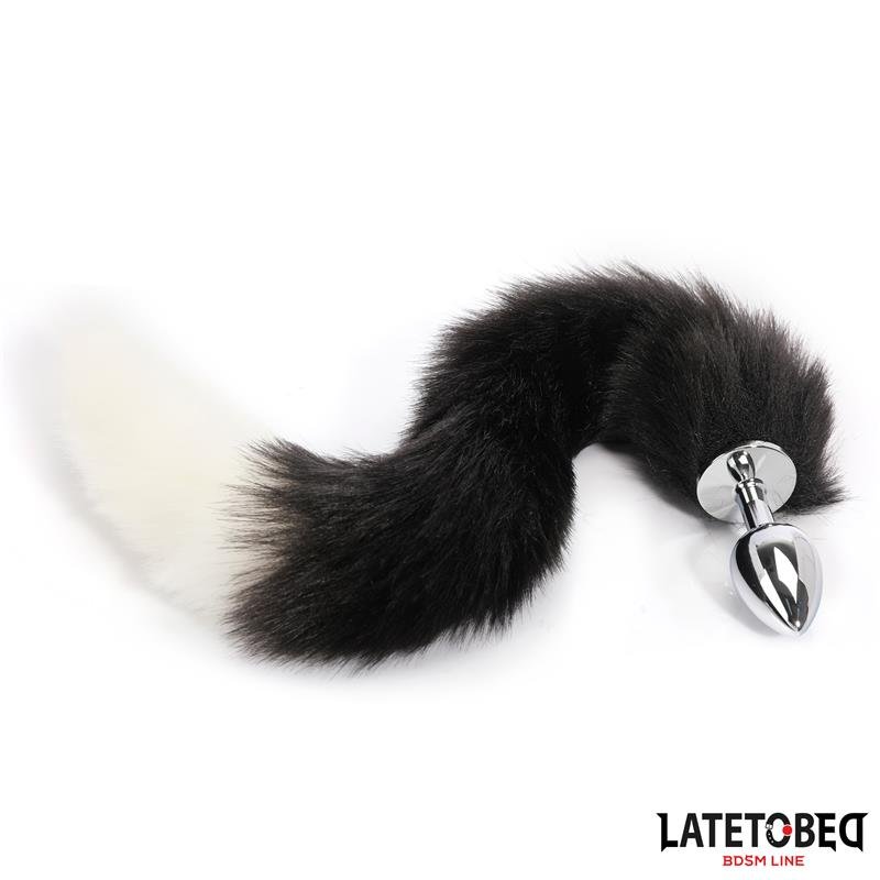 Fox Tail Anal Plug Black and White 40 cm - Image 3