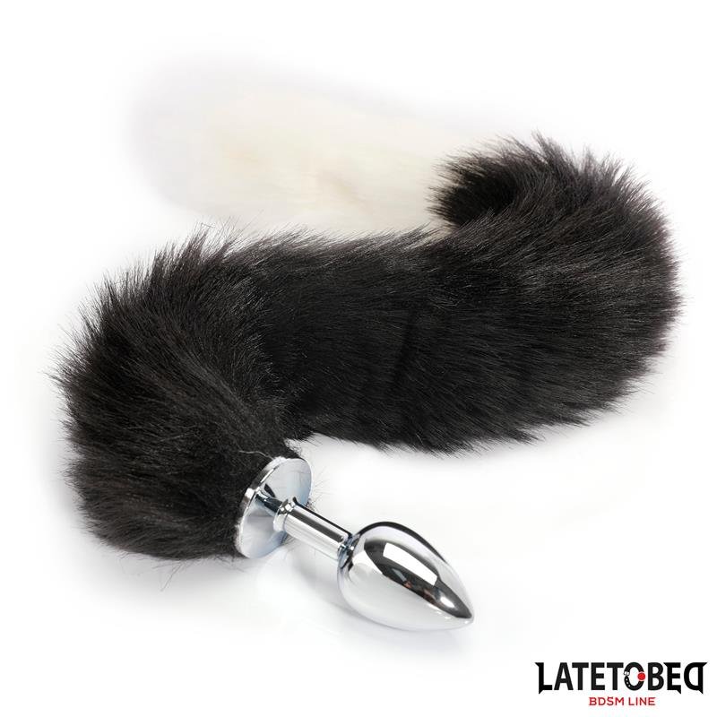 Fox Tail Anal Plug Black and White 40 cm - Image 4