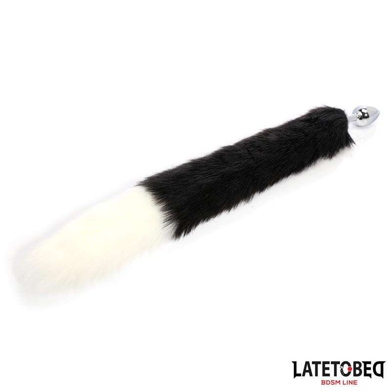 Fox Tail Anal Plug Black and White 40 cm - Image 5
