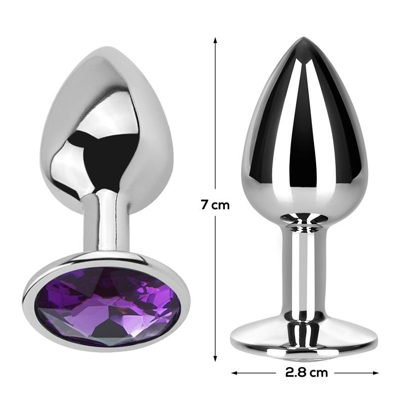 Purple Amethyst Butt Plug with Jewel Size S Aluminium - Image 3