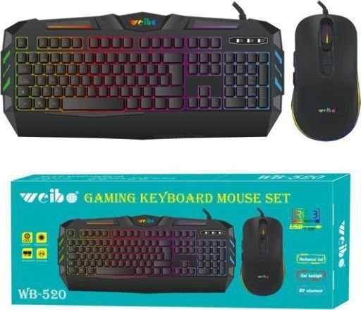 Ενσύρματο πληκτρολόγιο και ποντίκι Gaming - LED RGB - WB520 - Weibo - 655204 - Image 2