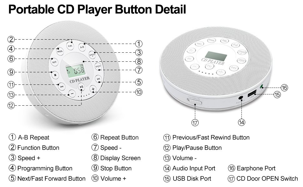 Φορητό επαναφορτιζόμενο CD Player - CDP-3031 - 718105 - White - Image 4