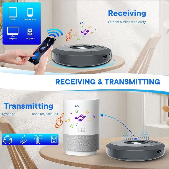 Φορητό επαναφορτιζόμενο CD Player με Bluetooth - PM20 - 718198 - Black - Image 3