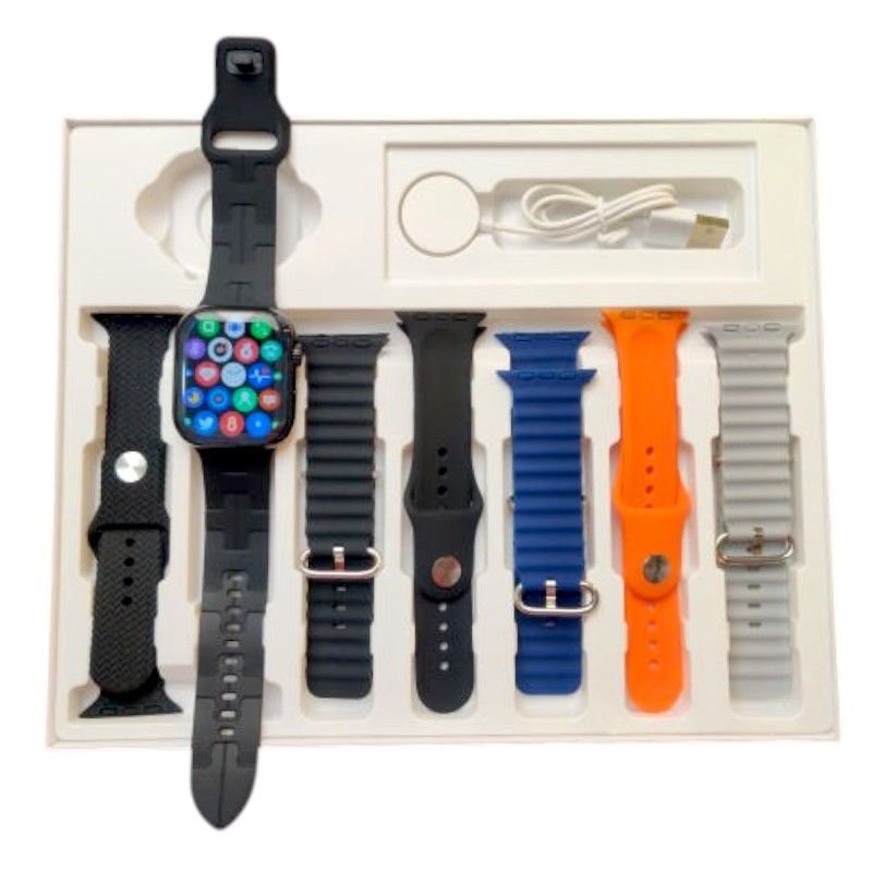 Σετ Smartwatch με 7 λουράκια - S9 Pro Max - 812303 - Black - Image 2