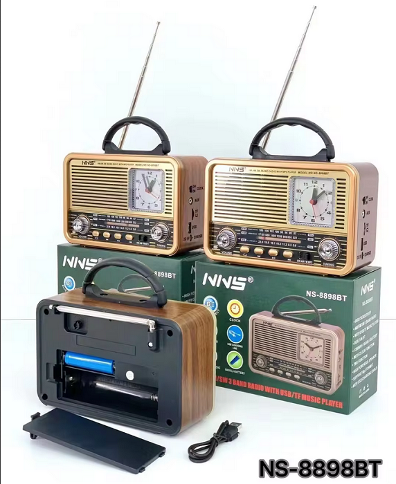 Επαναφορτιζόμενο ραδιόφωνο Retro με ρολόι - NS8898BT - 888988 - Silver - Image 2