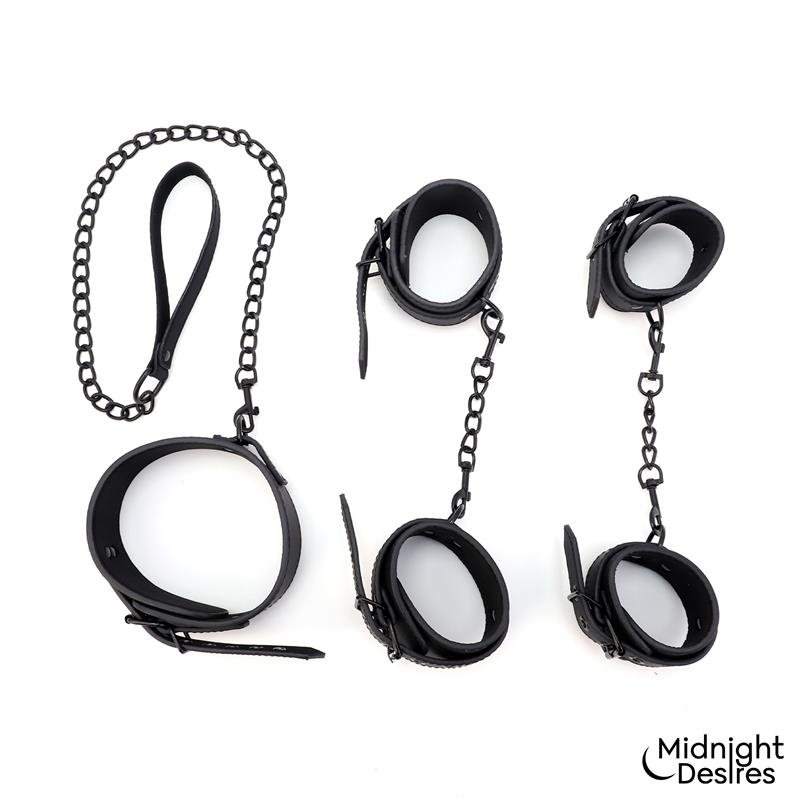 Restraint Set with Collar with Leash and Cuffs - Image 2