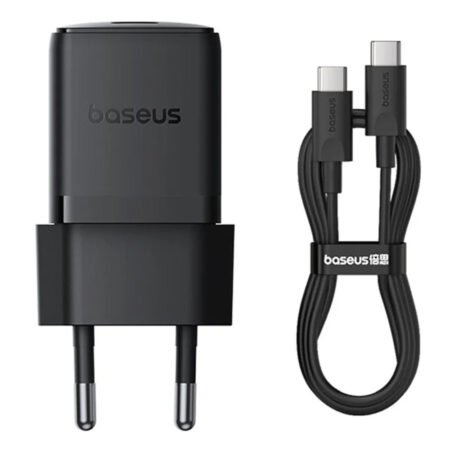 Baseus - Wall Charger Palm (P10111605113-01) - Type-C Cable Included, Fast Charger, 30W, 5V/3.0A, 1m - Cluster Black