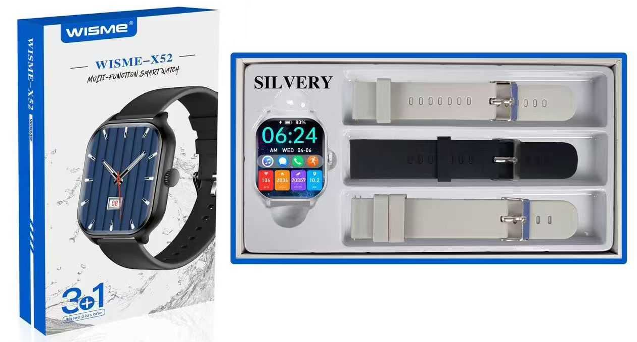 Σετ Smartwatch με 3 λουράκια - WISME-X52 - 750612 - Silver - Image 2