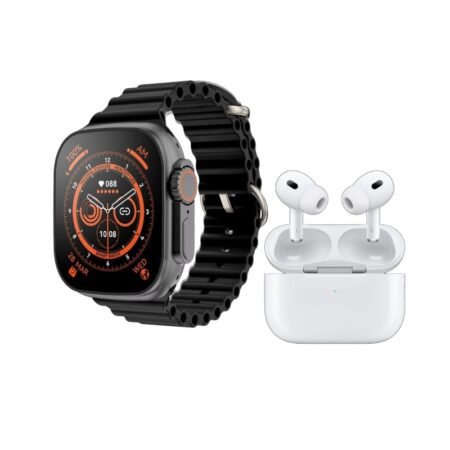 Σετ Smartwatch με ασύρματα ακουστικά Bluetooth & 7 λουράκια - T1000 UItra Max - 814123 - Black