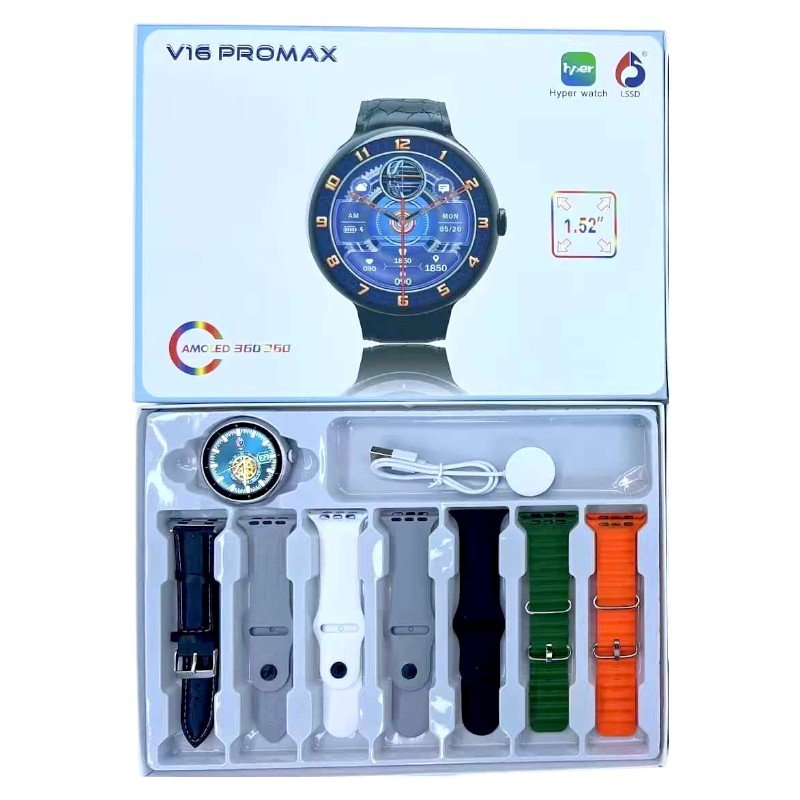 Σετ Smartwatch με 7 λουράκια - V16 Pro Max - 814161 - Grey - Image 3