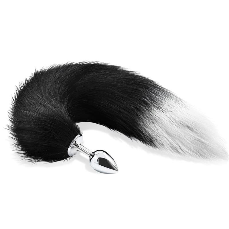 Anal Plug Black and White Foxy Tail - Image 2