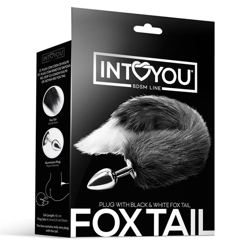 Anal Plug Black and White Foxy Tail - Image 4