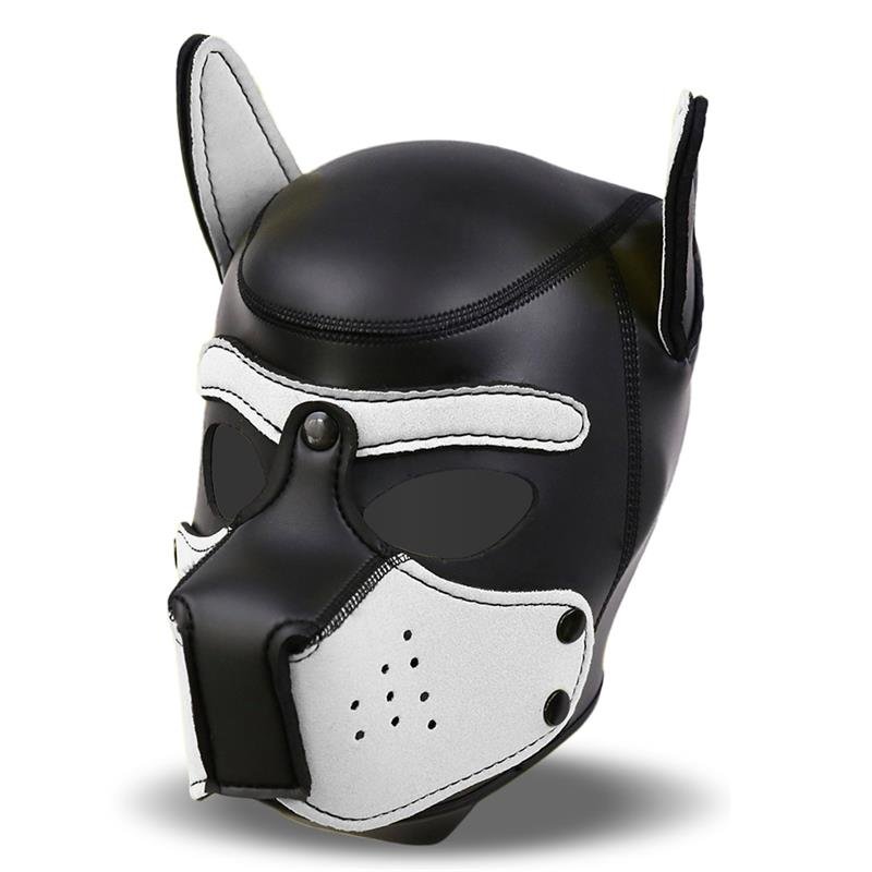 Hound Neoprene Dog Hood with Removable Muzzle White/Black One Size - Image 2