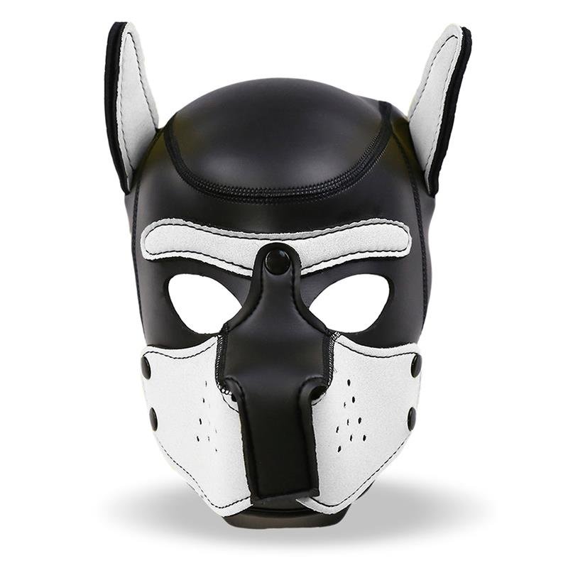 Hound Neoprene Dog Hood with Removable Muzzle White/Black One Size - Image 3