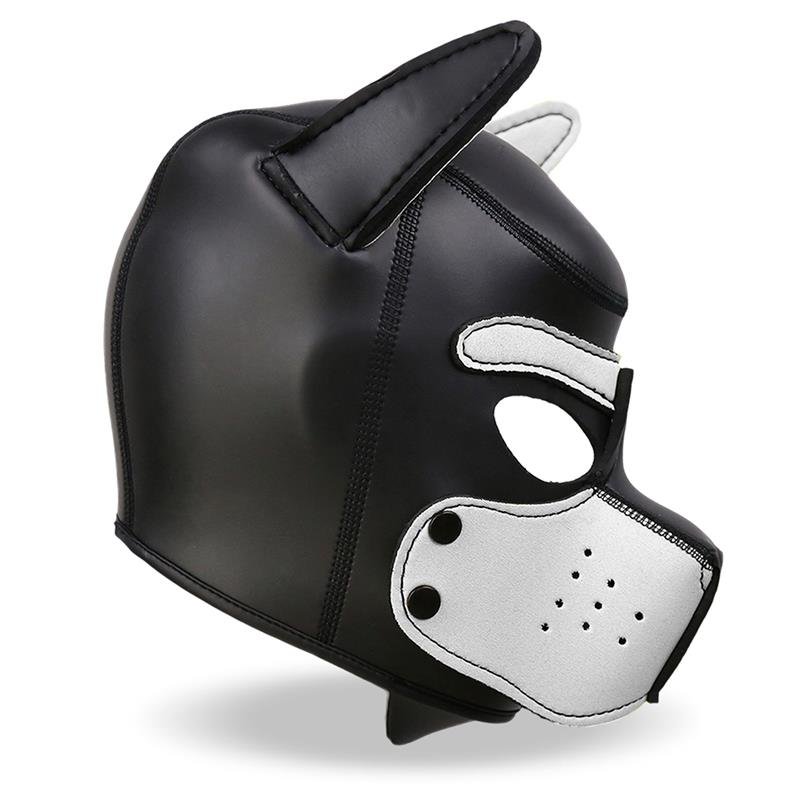 Hound Neoprene Dog Hood with Removable Muzzle White/Black One Size - Image 4