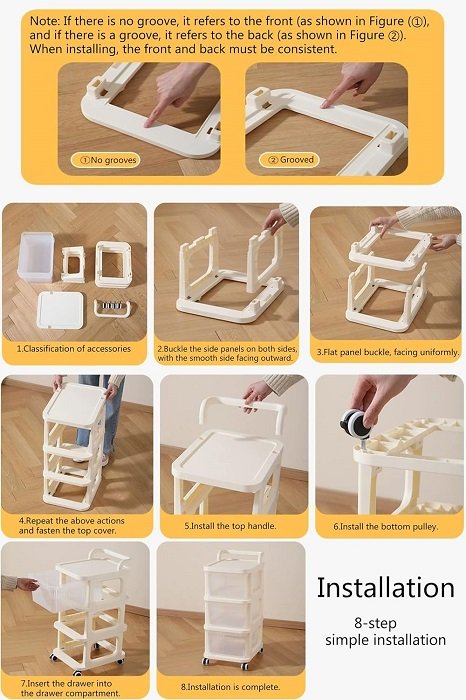 Πλαστική συρταριέρα αποθήκευσης τρόλεϊ 4 ορόφων - 10710 - 282142 - Image 4