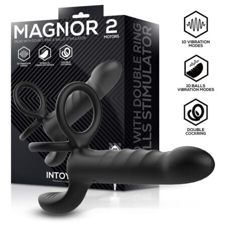 Magnor Dildo with Double Ring and Balls Stimulator