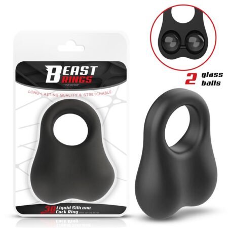 Penis Ring with Glass Balls Liquid Silicone 30 mm