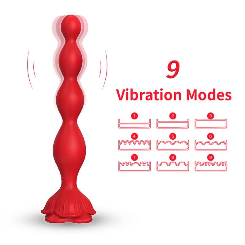 Vibrating Anal Beads with Rose Base - Image 5