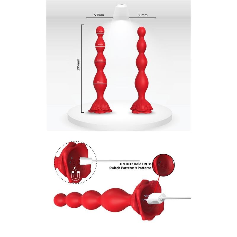 Vibrating Anal Beads with Rose Base - Image 10