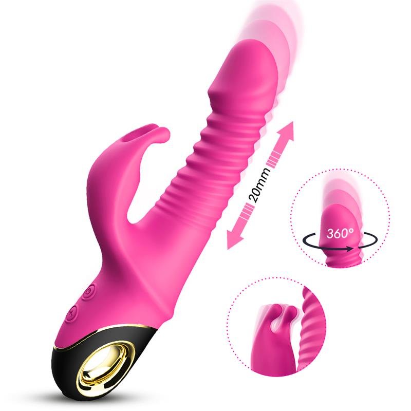 Vibrator with Thrusting and 360º Wiggling Pink - Image 4