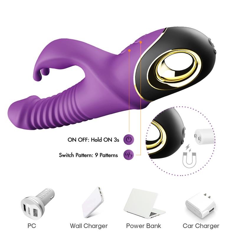 Vibrator with Thrusting and 360º Wiggling Purple - Image 8