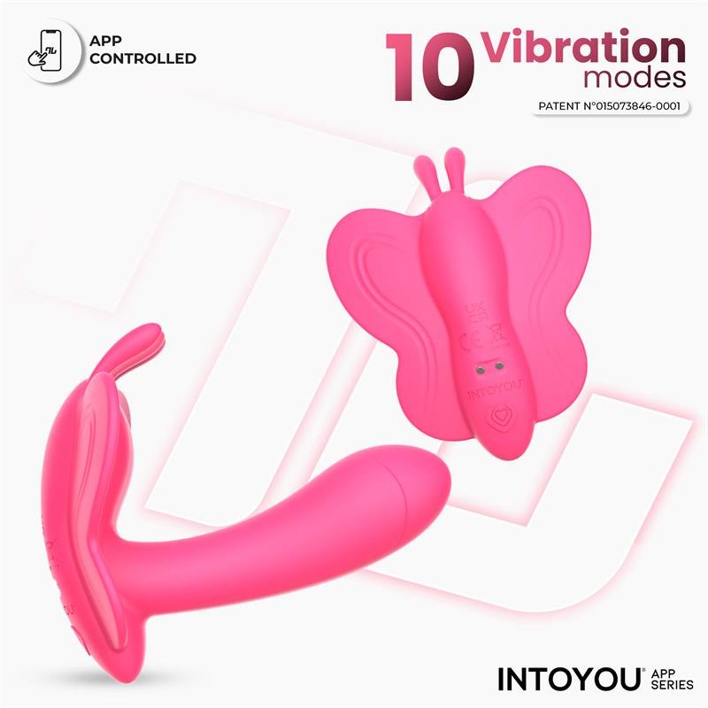 Wingy Butterfly Vibrator with App Peach Red - Image 2