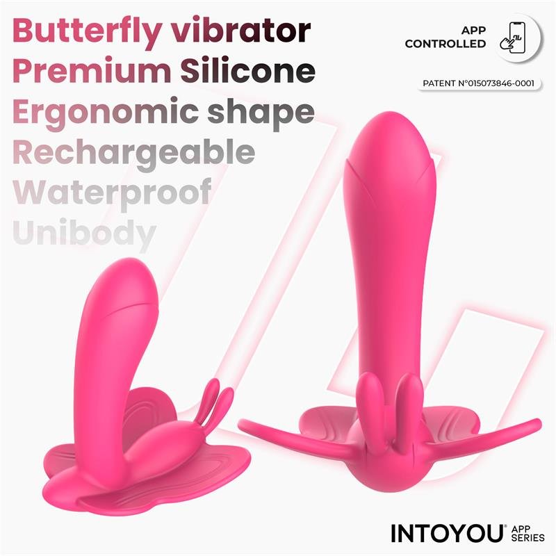 Wingy Butterfly Vibrator with App Peach Red - Image 3