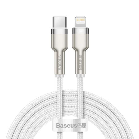Baseus - Data Cable Cafule Series Metal (CATLJK-B02) - Type-C to Lightning, 20W, 2m - White