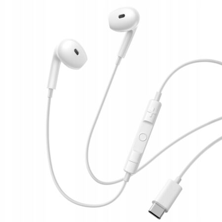Baseus - Wired Earphones Encok CZ19 (A00182201213-00) - Type-C, 13mm Drivers, 60° Semi-in-Ear, Omni-Directional Mic - White