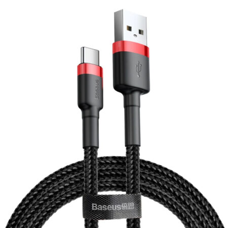Baseus - Data Cable Cafule (CATKLF-A91) - USB to Type-C, 3A, 0.5m - Black / Red